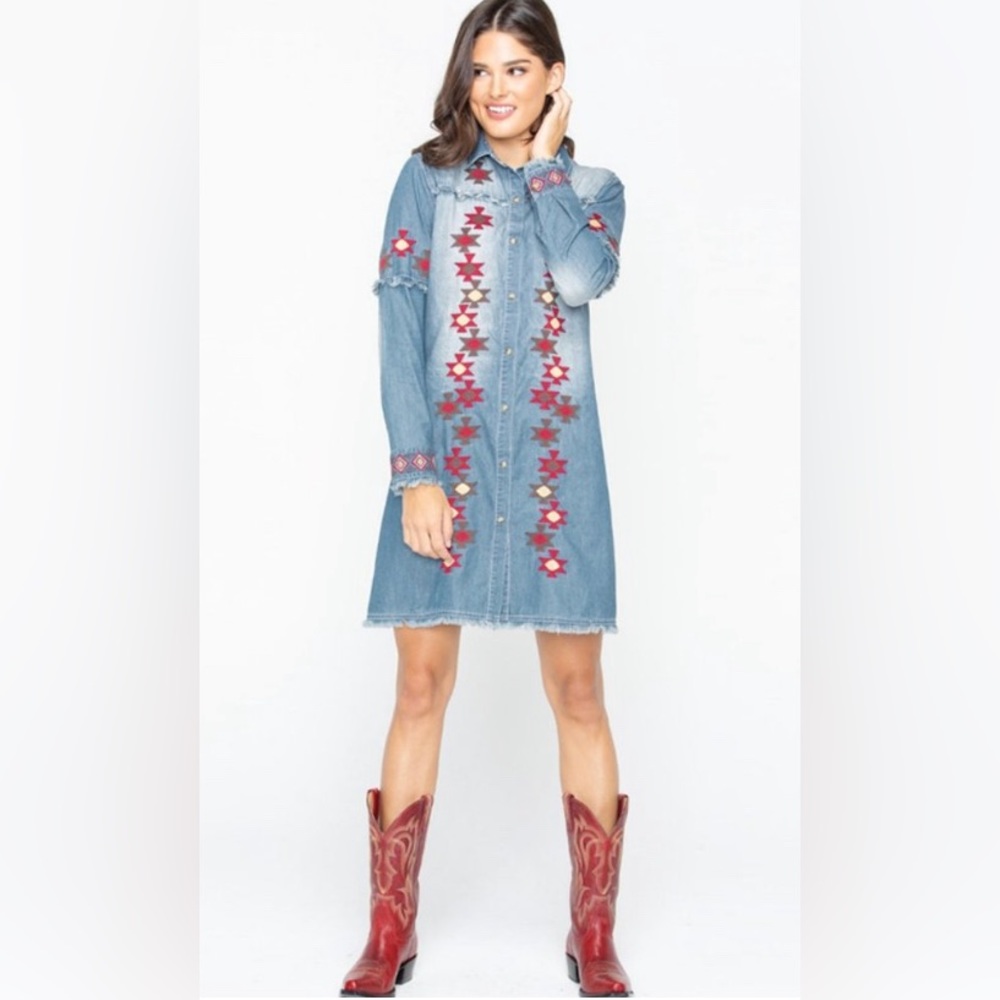 Tasha Polizzi denim shirt dress